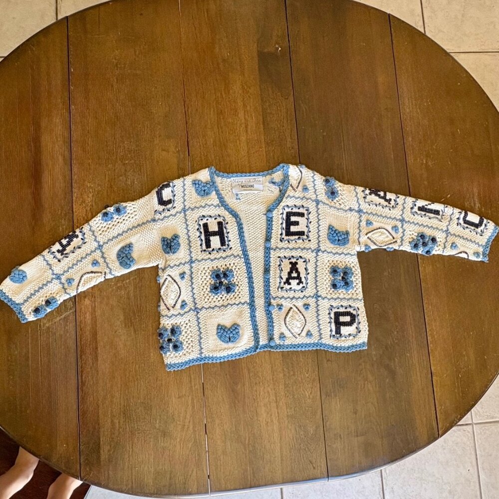 Rare Moschino Cheap and Chic Crochet Cardigan – “CHEAP” / “CHIC” Patchwork - Picture 3 of 8